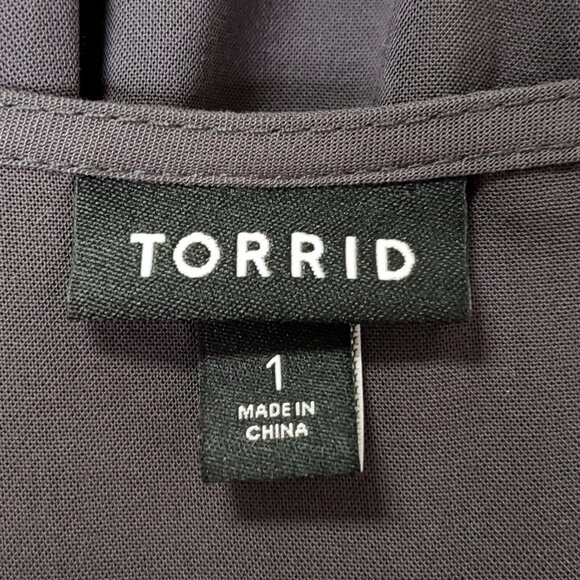 Torrid Womens Dark Cottagecore Smocked Babydoll Top Size 1X Gray Peasant Prairie - Picture 5 of 12